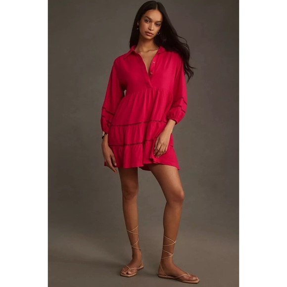 NWT Anthropologie The Bettina Tiered Mini Shirt Dress, Linen Edition, size XS p - Picture 4 of 11